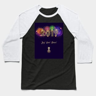 2019 Happy Winter Holiday Fireworks Baseball T-Shirt